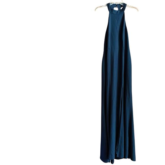 BHLDN Anthropologie NAVY dark blue Montreal maxi dress halter women's size 8 - Picture 9 of 12